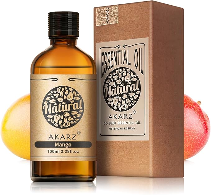 AKARZ 100ml Mango Essential Oil Natural Mango Oil Pure for Candle Making,DIY Skincare Products Massage,Home Spa Relaxation