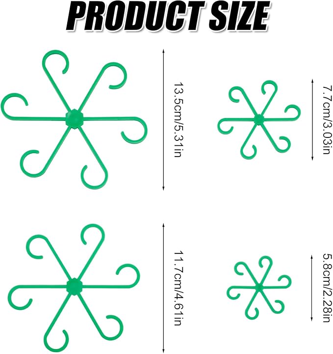 PEUTIER 4pcs Plant Stem Supports, Plastic Houseplant Climbing Holders Stabilizer Reusable Small Climbers Flower Plant Stakes Trellis Stem Hook Growth Accessories for Indoor Monstera (Green)