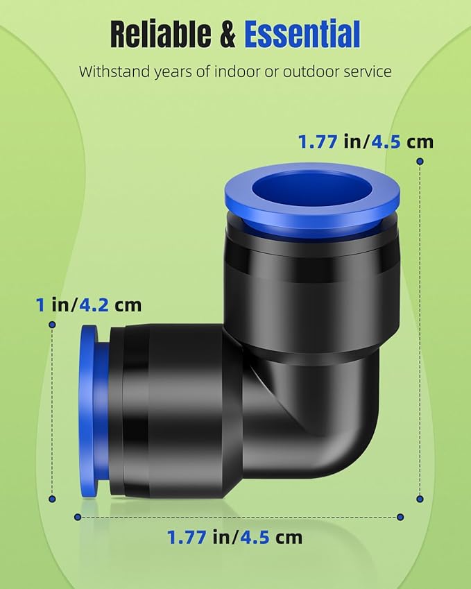 Pawfly 15 Pcs Quick Connect 1/2" Drip Irrigation Elbow Fittings for 1/2 Inch Irrigation Tubing (1/2" ID x 0.62-0.63" OD), Push-to-Fit 2-Way Elbows, 90 Degree Elbow Connectors, Drip Irrigation Parts