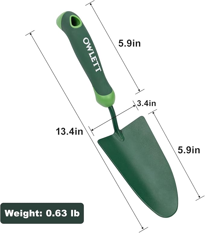 Garden Trowel, Hand Shovel with Soft Ergonomic Handle, Small Garden Shovels Rustproof Gardening Hand Tools with Hanging Hole for Digging, Planting, Transplanting, Weeding