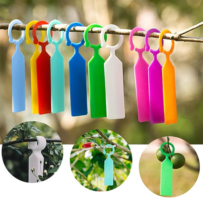 MHY 200 Pcs Thick Plastic Labels - Waterproof Garden Plant Tags - 4.3 inch Color Hanging Markers for Potted Plants, Nurseries, Trees, Gardening (Yellow)