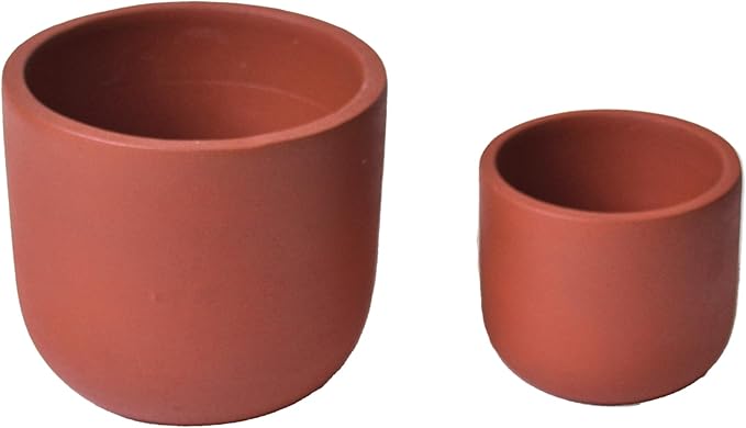 FINE Living 4 & 6 Inch Terracotta Pots for Plants, Set of 2, Ceramic Planter Clay Pots, Succulent Planter Pots with Drainage Hole and Mesh Net for Gifts, DIY Craft, Garden & Home Decor