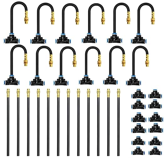 BluePro 2026-Upgrade Drip Irrigation System, No 1/4 Pipe, only 12pcs Adjustable Copper Nobbles and Quick Connectors