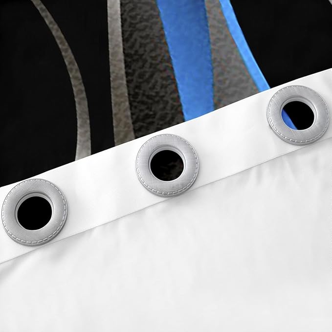 Feelyou Blue Black Curtains Geometric Spiral Pattern Window Drapes for Kids Boys Girls Modern Abstract Blackout Curtain Grey White Window Treatments 52W X 63L，2 Panels