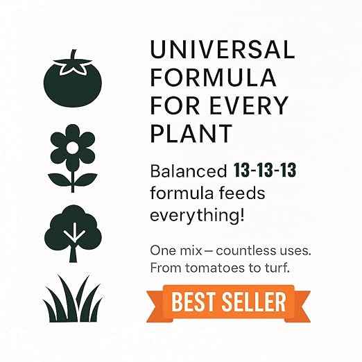 Gardenera 13-13-13 Slow Release Granular Fertilizer – All Purpose Plant Food 13 13 13 for Outdoor Grass, Vegetables, Roses, Flowers, Shrubs, Trees. Lawns, Gardens, Potted Plants (8 OZ)