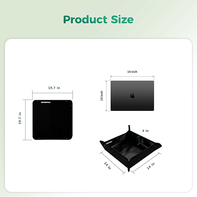 Large Plant Transplanting Mat - Thickened Waterproof Potting Mat, Succulent Gardening Mat, Portable Repotting Mat for Mess Control, Indoor Outdoor Use, PVC-Black, 19.7"x19.7"