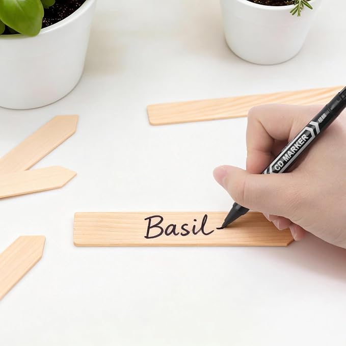KINGLAKE 50 Pcs 6" Wood Plant Labels,Wooden Garden Plant Tags,Wooden Plant Labels Waterproof Garden Plant Markers,Garden Labels Sticks,Garden Name Stakes for Plants,Vegetable Garden
