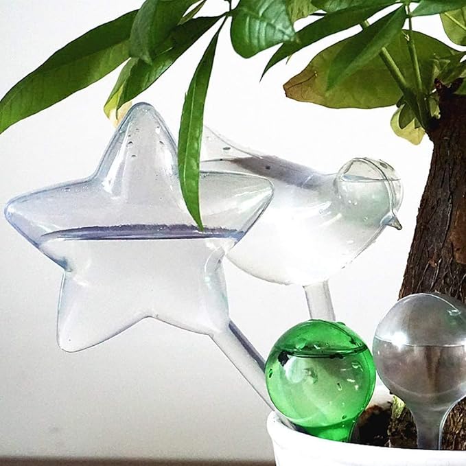 Yahpetes Automatic Watering Globe Plant Watering Globes Plastic Watering Bulbs Waterer Flower Water Drip Irrigationdevice Self Watering System (Clear+Green)