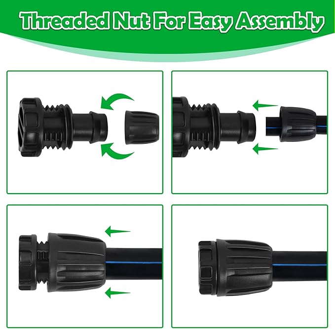 10 Pack 1/2 Inch Drip Irrigation End Cap Fittings (1/2" ID x 0.65" OD) - 1/2'' Drip Line Anti-Drop Barbed Lock Nut End Plug Connectors for 1/2 Inch Drip Irrigation Tubing SystemConnection