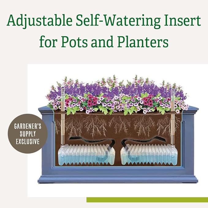 Gardeners Supply Company Adjustable Self-Watering Insert for Pots and Planters | Water Reservoir for Rectangular, Square, and Round Containers for Indoor & Outdoor Greenhouse Potted Plants