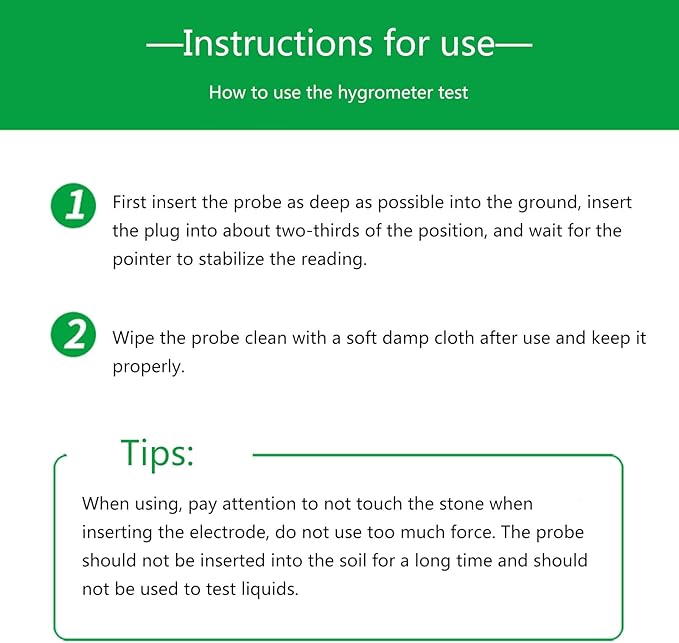 Soil Meter Single Metal Probe ABS Green Environmental Protections Plantation Flower Grass Water Soil Detector