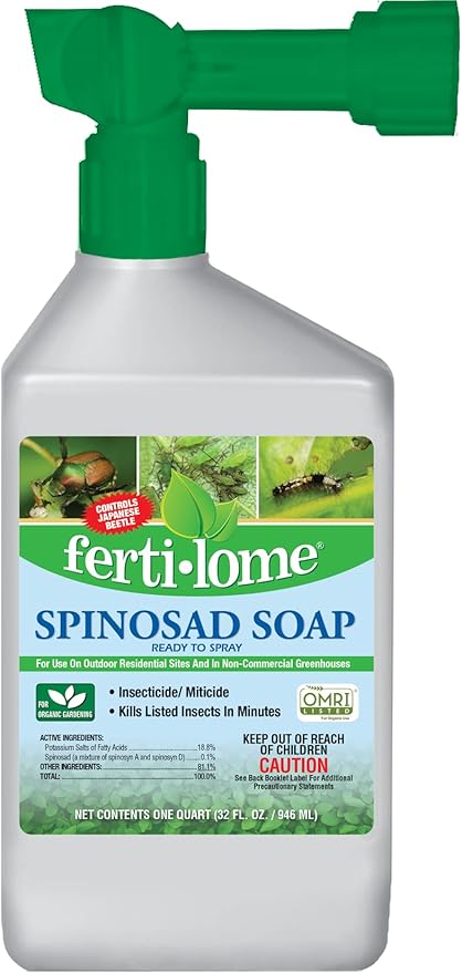 Fertilome (16055) Spinosad Soap Insecticide Ready to Spray, Spinosad Bagworm, Tent Caterpiller & Chewing Insect Killer, OMRI Listed (32 oz.)