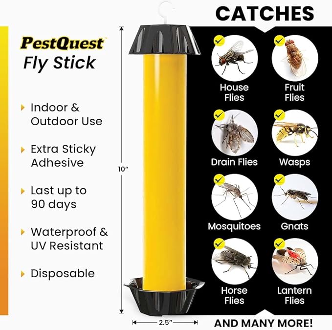 24pk Sticky Fly Stick, Fly Stick for Mosquitoes, Sticky Trap for Flies Gnats Wasp Flying Insects, Bug Catcher, Indoor or Outdoor Use, Ready to Use Home