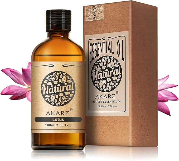 AKARZ 100ml Lotus Essential Oil Natural Lotus Oil Pure for Candle Making,DIY Skincare Products Massage,Home Spa Relaxation
