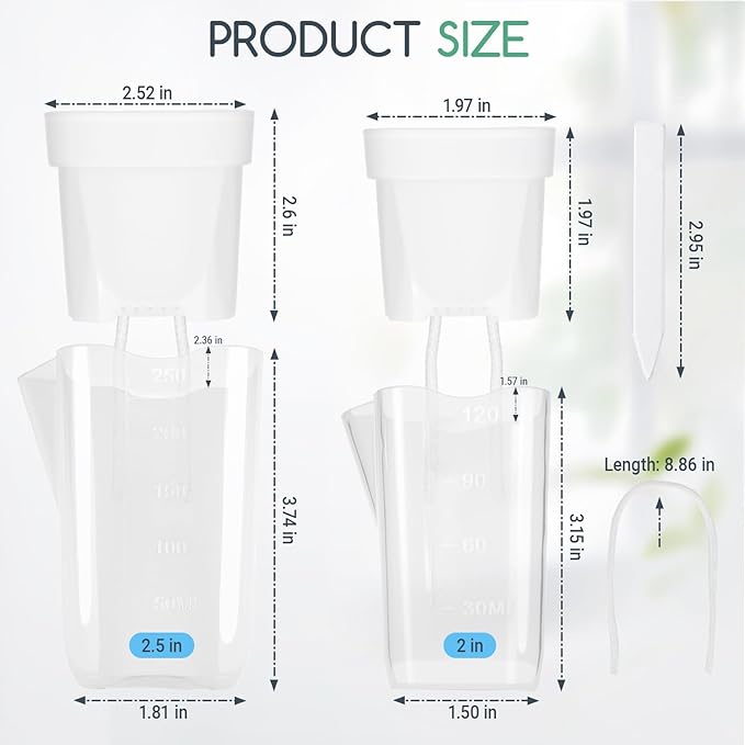 12 Pack 2.5" Small Self-Watering Planter Pots - Mini Clear Seed Starter Pots with Visible Water Level, Plastic Nursery Pots for Succulents, Herbs, and Propagation - Includes 12 Plant Labels