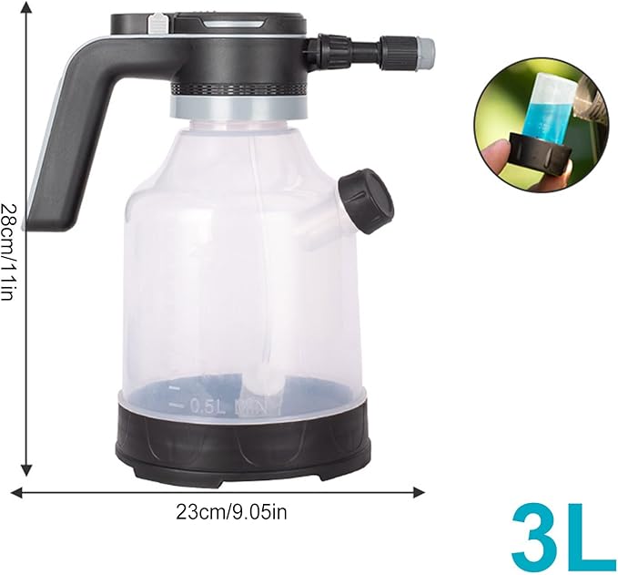 Water Spray Bottle for Plants - 3l Electric Spray Bottle Cordless, Water Mister with Adjustable Nozzles | for Home Lawn Outdoor Patio Driveway Plant Watering Garden