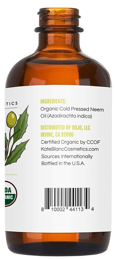 Kate Blanc Cosmetics Neem Oil for Skin, Hair & Face. Safe for Dog, Plants, Scalp (4oz, Organic, Cold Pressed, Concentrate) (Pack of 2)