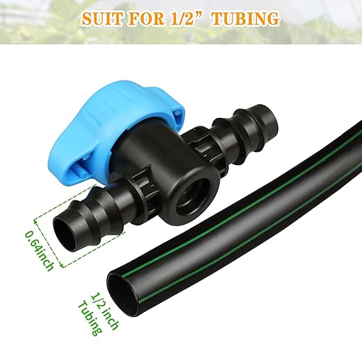 Gardrip 5 Pack 1/2 Inch Drip Irrigation Valve: 1/2 in. in-Line Shut Off Valves for 1/2 Inch Drip Irrigation Tubing (.570-.620" ID) Barbed Cut Off Switch Valve for Garden Irrigation System