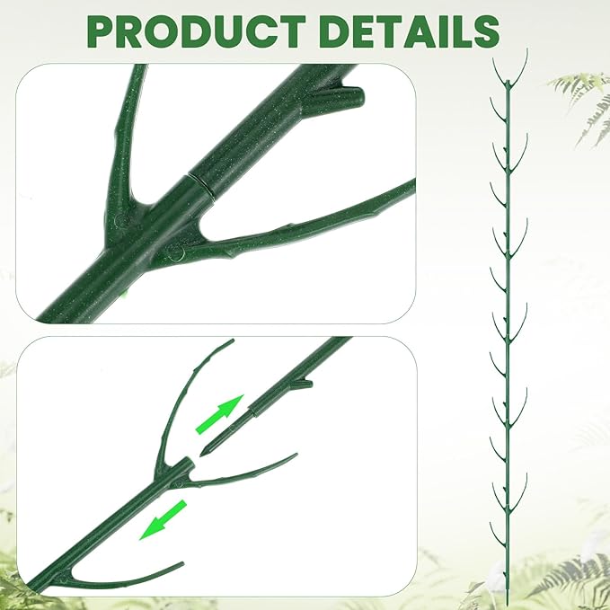 5 Pcs Stackable Plant Support Stakes Stem Holder Structures Frame & Plant Cage Support Rings Half Round for Sphagnum Twig Trellis Indoor Outdoor (5pcs × Bracket, 2m × Hook and Loop)