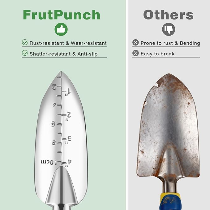 FrutPunch Garden Tools, Ergonomic Gardening Tools, Gardening Hand Tools Aluminum Alloy Material, 7-piece an Ideal Gardening Gift for Women, Men and Parents, Yellow