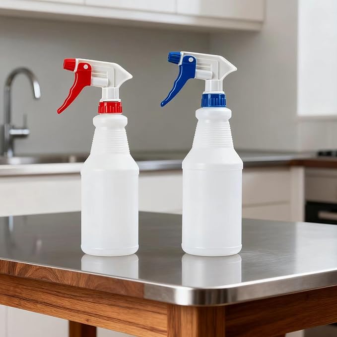 Plastic Spray Bottle(2 Pack/16Oz) Empty Adjustable Spray Bottles for Cleaning Heavy Duty Spray Bottle for Plants Hair Pet Vinegar Bleach and Rubbing Alcohol