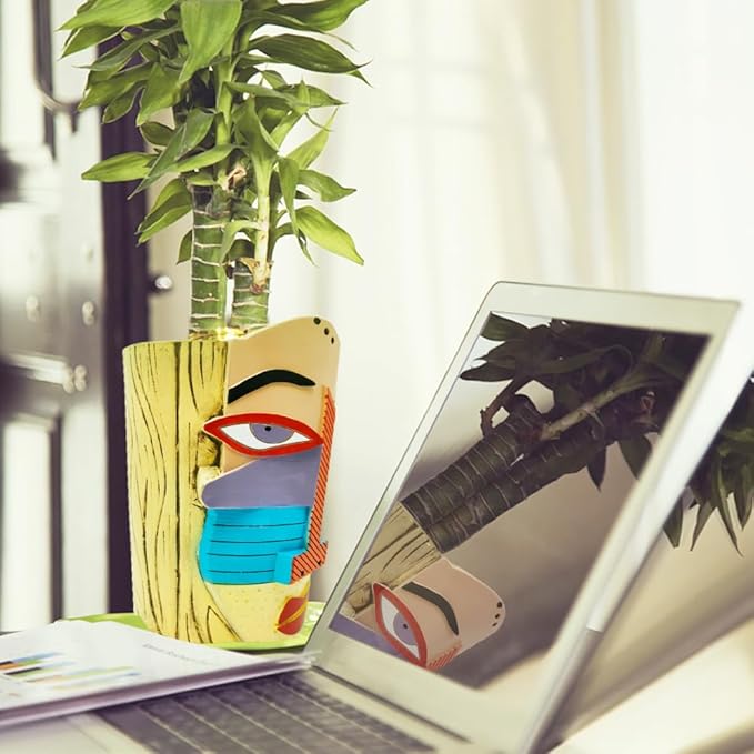 Midogaigai Abstract Face Planters Pots Head,Unique Head Planter for Indoor Plants,Funny Face Flower Pot,Colorful Plant Pots for Outdoor Garden Decor and Home Art Decoration(Eclectic)