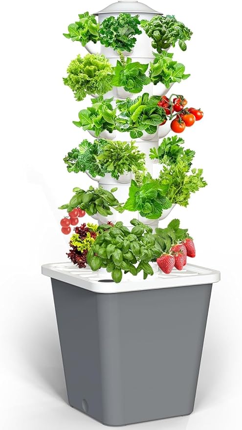 Hydroponics Growing System, 30-Plant Indoor Tower with Pump System, Plants Germination Kit, Vertical Hydroponic System for Gardening Lover (No Seed)