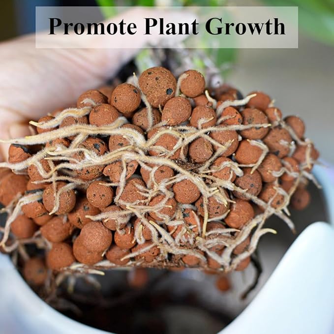 YISZM Clay Pebbles for Plants, 8mm-12mm Expanded LECA Balls Plant Garden Soil, Hydroponic, Aquaponics, Natural Leca Balls for Soil Root Development, Orchid Potting Mix, 2lb