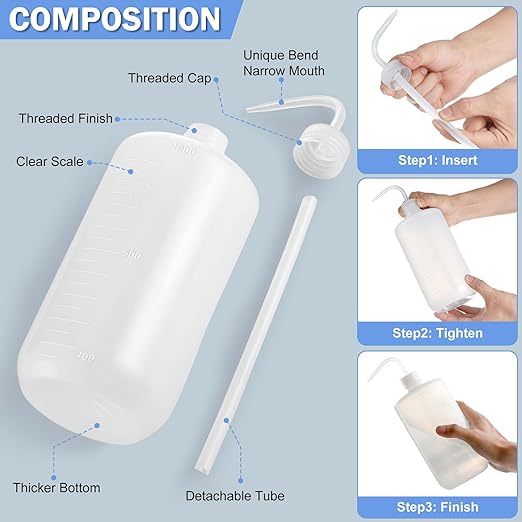 Valchoose Larger 1000ml Tattoo Squeeze Bottle, 32oz Wash Bottle Exactly Reach Plants, No-leaks Tattoo Bottles White (1Pack)