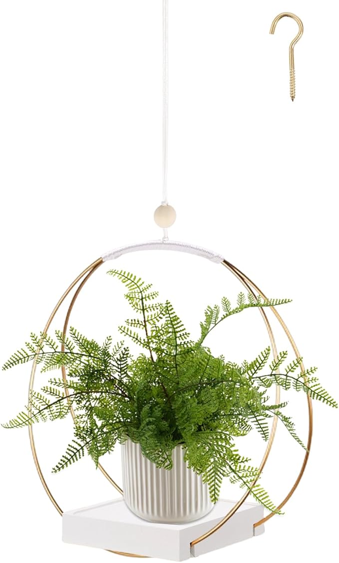 hismocal Hanging Planters for Indoor Plants, Plant Hanger with Sturdy Wood Base,Modern Boho Macrame Plant Hanger,Wall Ceiling Window Stands(Plants/Pots Not Included)