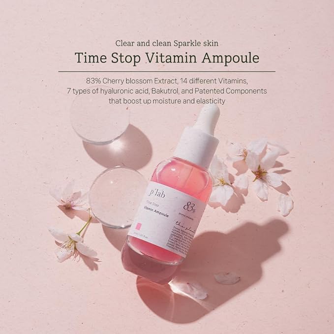 THE PLANT BASE Bakuchiol Vitamin Serum | 83% Cherry Blossom & 14 Vitamins for Brightening & Anti-Aging | Gentle Retinol Alternative Face Ampoule | K-Beauty, 1.01 fl oz