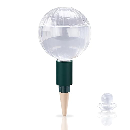 Soilagua 23 oz Extra Large Plant Watering Globes, Top Fill Clear Glass Watering Bulbs with Terracotta Adapter, Slow Release Self Watering for Daily & Vacation Use, Waterer, Planter Insert, 1 Pack