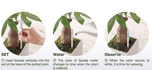 IPPINKA Sustee Aquameter, Bundle of 12, House Plant Soil Moisture Meter, Best for Indoor Potted Plants - Medium Green Refillable