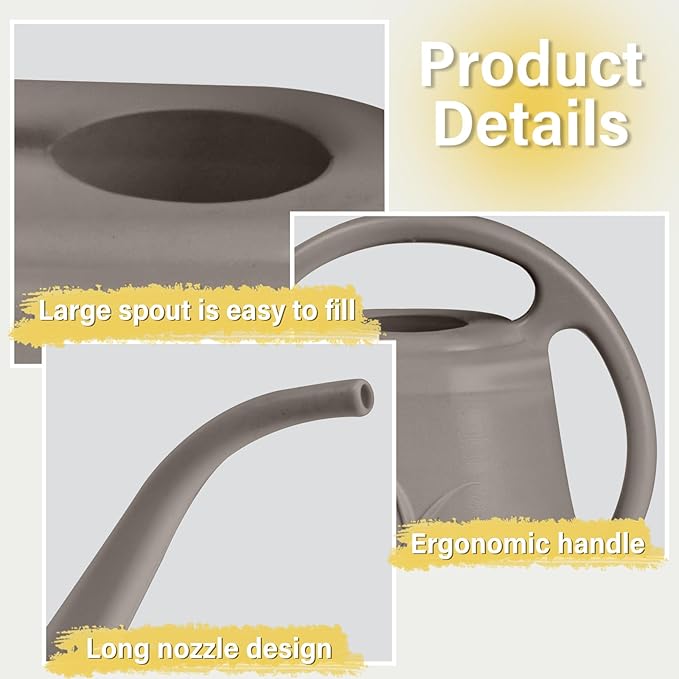Plastic Watering Can - for Indoor and Outdoor Plant - 1/2 Gallon - Coffee Color