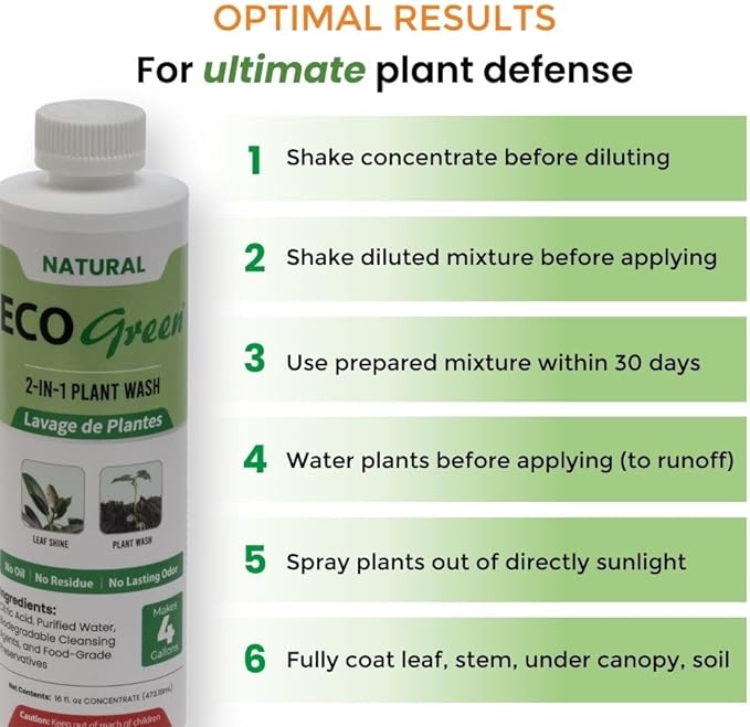 Environmental Plant Management ECO Green Concentrate | Spray & Walk Away Leaf Wash for Live & Artificial Plants | No Wipe Plant Cleaner | Oil-Free, Indoor & Outdoor Use