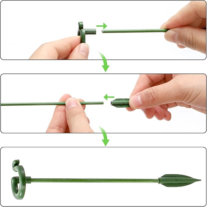 ZEAYEA 60 Pack Plant Support Stakes with 60 Pcs Plant Clips, Plastic Single Stem Plant Cage Support Ring, Garden Floral Flower Support Hoops for Indoor Outdoor Orchid Amaryllis Tomato Peony Lily Rose
