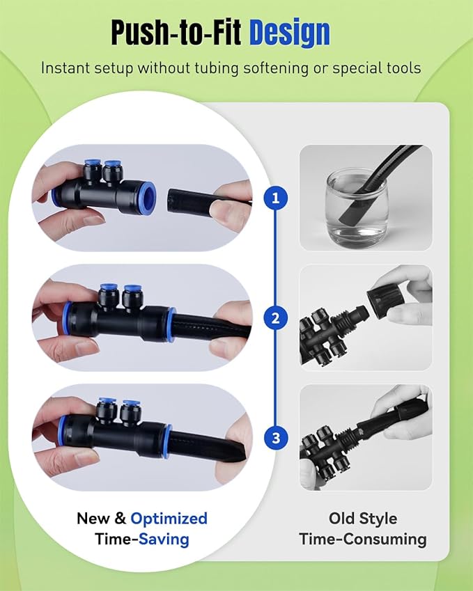 Pawfly 12 Pcs Quick Connect 1/2" to 1/4" Drip Irrigation Fittings for 1/2" Tubing (0.62-0.63" OD), Push-to-Fit 4-Way Reducing Tees Reducer Tee Connectors, Anti-Leak Drip Irrigation Tee Fittings