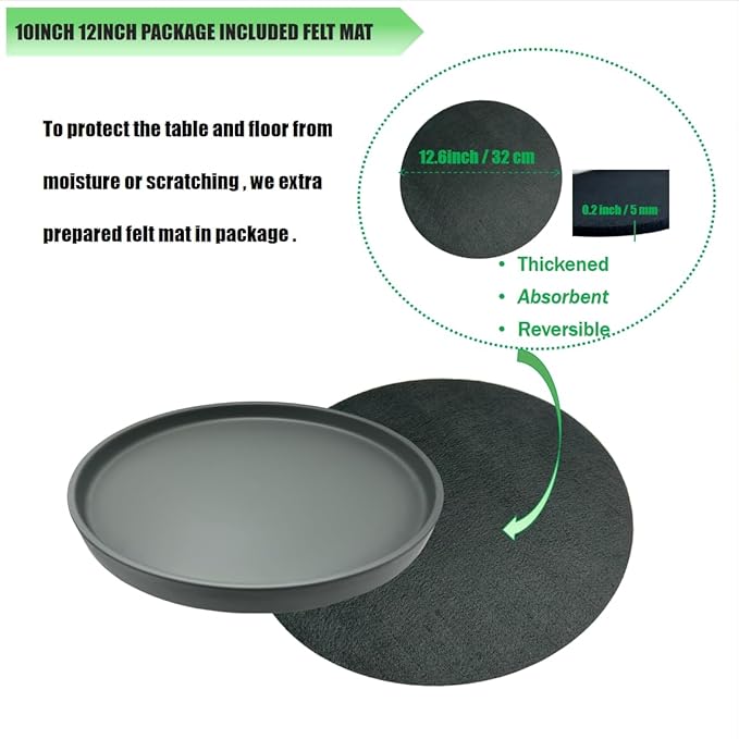 Yukfona Ceramic Plant Saucer Pot Tray 12 Inch, Planter Saucers 4 5 6 7 8 9 10 11 12 13 Inch for Indoors Outdoor, Durable Sturdy Flower Drainage drip Water Tray for Glazed Pots Base (12.7 Inch-Grey)