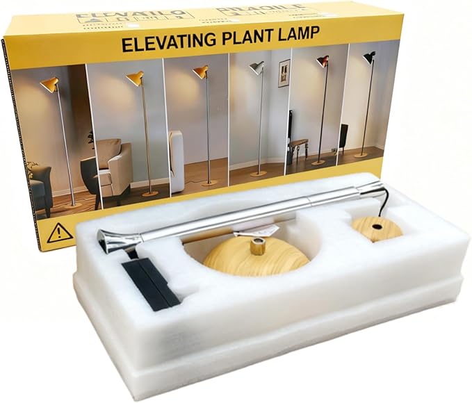 yadoker Plant Grow Light for Indoor Plant, Aluminum Wood Grain LED Grow Light,Elevating Plant Lamp,Height Adjustable,Automatic Timer with 8/12/18Hours,10-Level Brightness,Ideal for Large Plant Grow