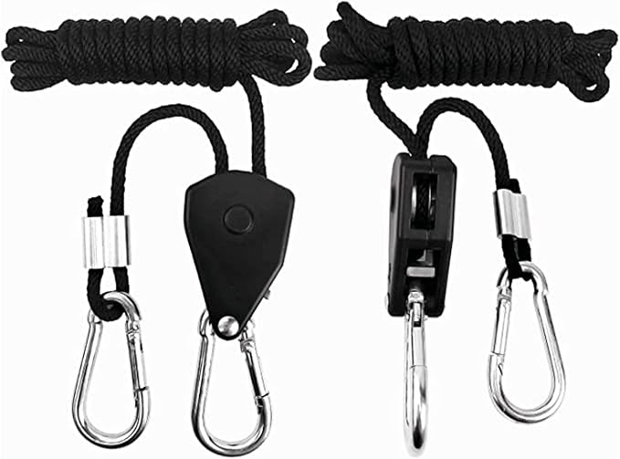 2 PCS 1/8 inch Heavy Duty Adjustable Grow Light Rope Hanger, 150 lbs Light Rope Hangers for Grow Plant Fan Filter Light Room Equipment