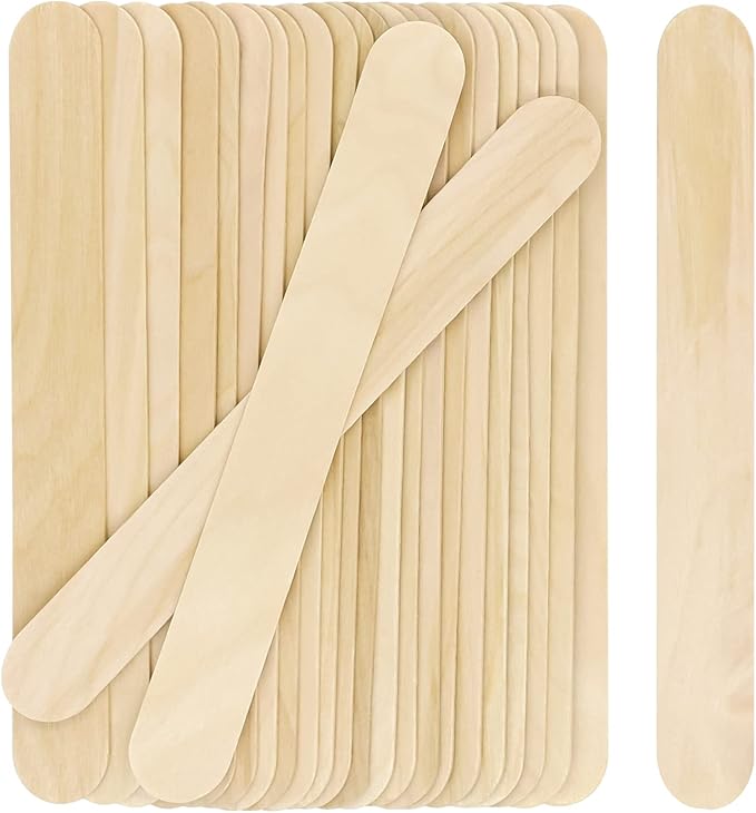 WISYOK 8'' Jumbo Craft Sticks, 60pcs Extra Large Natural Premium Wood, Ice Cream Sticks, Jumbo Sticks, Large Tongue Depressors, Plant Labels, Hair Removal and Waxing Supplies, Crafting