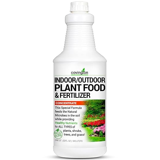 Covington Plant Food & Fertilizer Concentrate for Indoor (32 oz) Outdoor Plants and Soil - Liquid Food for Healthy Soil and All Types of Plants, Just Mix with Water