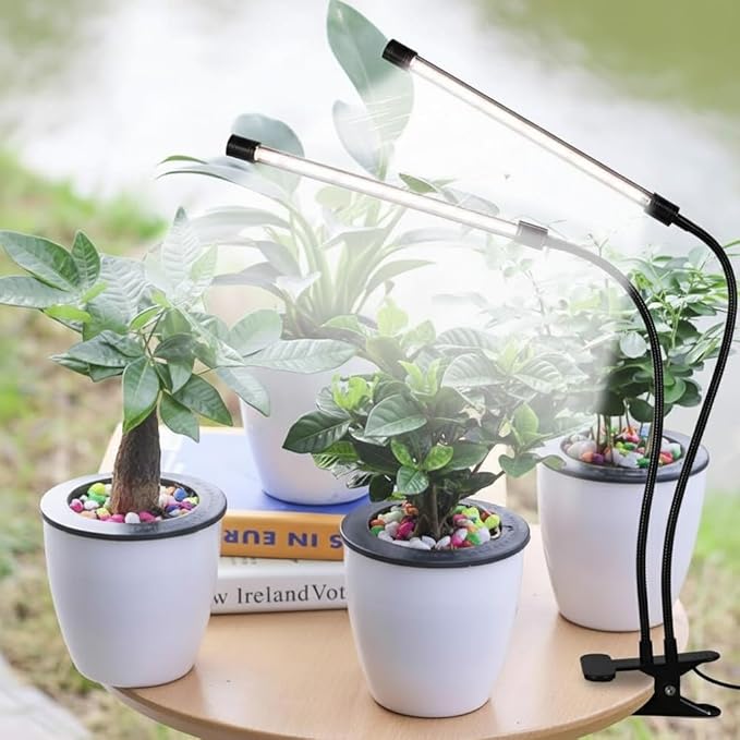 Craft911 LED Grow Light for Indoor Plants, Dual-Head Full-Spectrum Clip Lamp with Timer