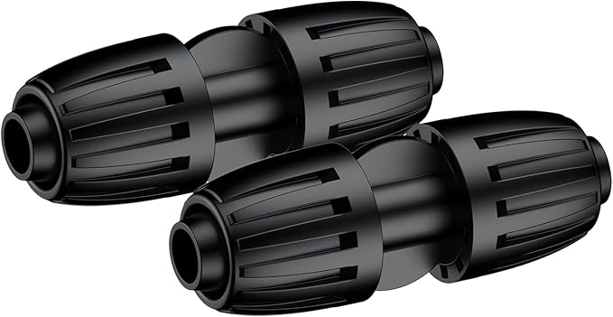 Pawfly 15 Pcs Drip Irrigation Fittings for 1/2 Inch Irrigation Tubing (1/2" ID x 0.64" OD), 1/2" Drip Line Connectors with Anti-Drop Lock Nuts, Barbed Coupling Parts for Garden Irrigation System