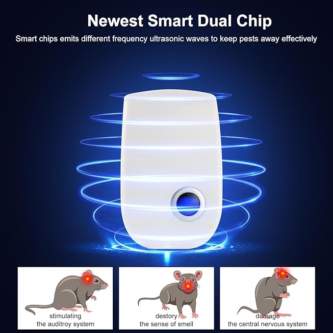 Ultrasonic Pest Repeller & Insect Indoor Repeller,Ultrasonic and Repellent for Roach,Rodent,Mouse,Bugs,Mosquito,Mice,Spider,Ant,6 Packs