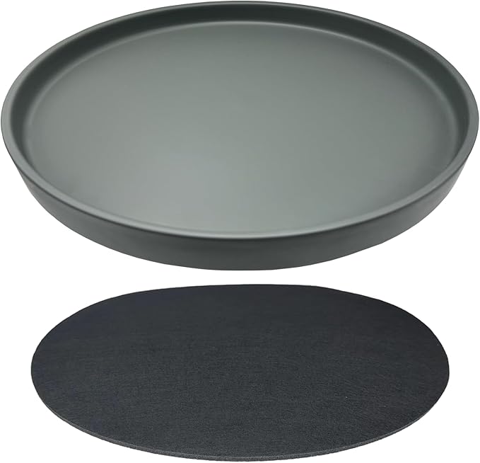 Yukfona Ceramic Plant Saucer Pot Tray 10 Inch, Planter Saucers 4 5 6 7 8 9 10 11 12 13 Inch for Indoors Outdoor, Durable Sturdy Flower Drainage drip Water Tray for Glazed Pots Base (10.7 Inch-Grey)