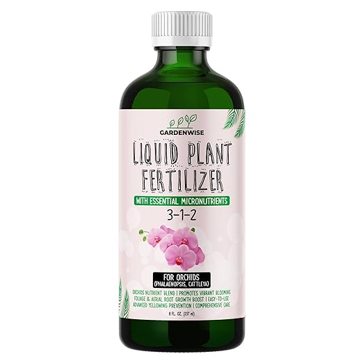 GARDENWISE Liquid Orchid Fertilizer Concentrate 3-1-2 with Micronutrients Orchid Care Made Easy (8 OZ)