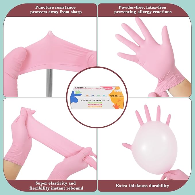Kids Disposable Nitrile Gloves for 4-10 Years, Suitable for Cooking, Gardening, Painting, Powder and Latex Free-100 PCS