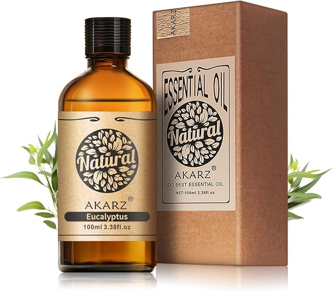 AKARZ 100ml Eucalyptus Essential Oil Natural Eucalyptus Oil Pure for Candle Making,DIY Skincare Products Massage,Home Spa Relaxation