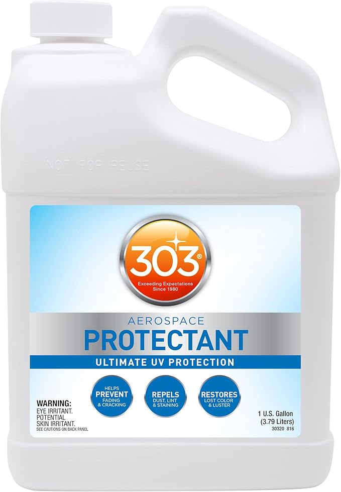 303 Products Aerospace Protectant Spray, UV Protection, Repels Dust, Dirt, & Staining, Matte Finish, Restores Like-New Appearance, Outdoor Cleaning Supplies 1 Gallon